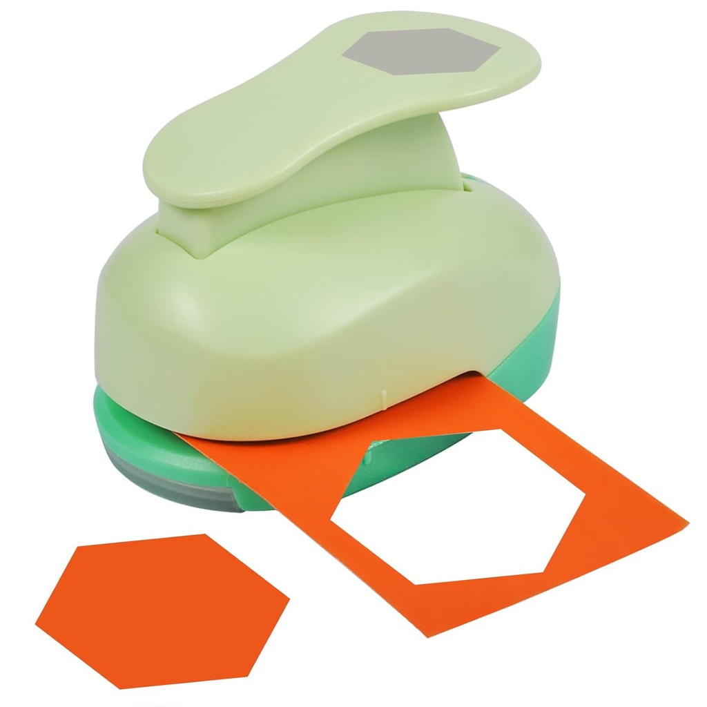 UCEC 2.75 Inch Hexagon Paper Punch for Scrapbooking and Card Making – Heavy Duty Craft Punch for 80 lb Cardstock – Large Geometric Punch with Ergonomic Handle and Safety Lock