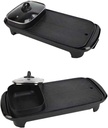 Hot Pot Pan Electric Barbecue Electric Barbecue Stove Indoor Hot Pot BBQ Hotpot Teppanyaki Two-in-One,Black,Household Nonstick Electric Griddle