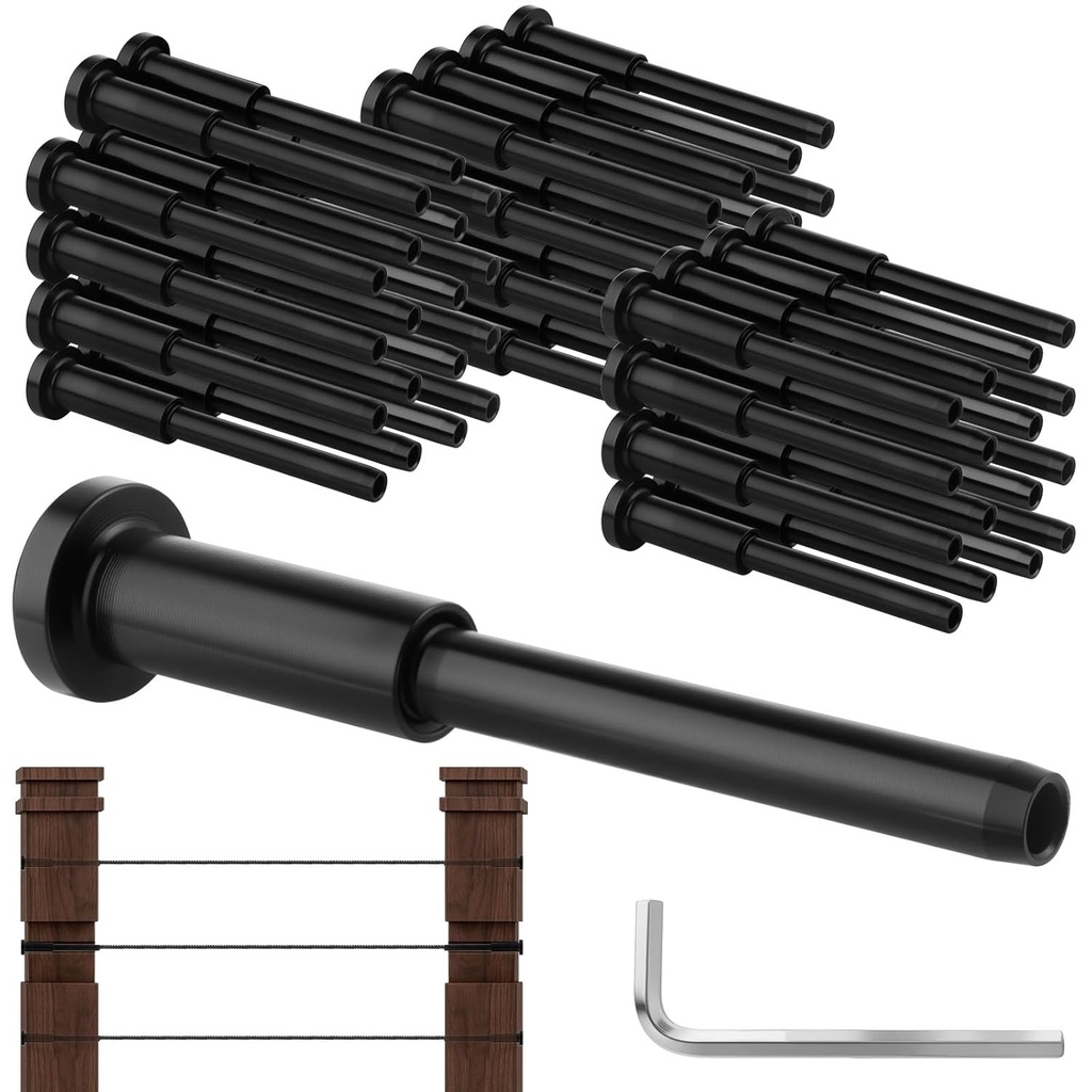 50 Pack Invisible Cable Railing Kit, T316 Stainless Steel Invisible Receiver and Swage Stud End, Stair Deck Cable Railing Tensioner for 1/8 inch Wire Rope Cable