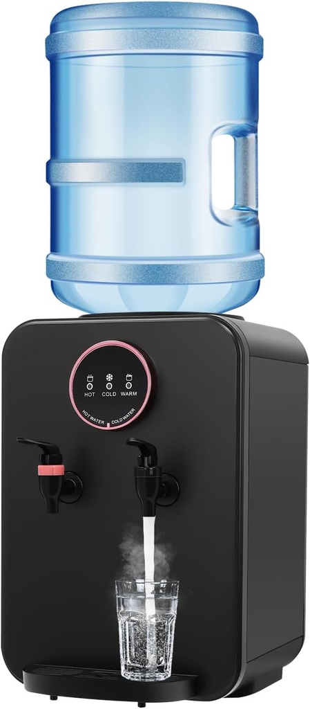 5 Gallon Hot and Cold Water Dispenser, 110V Top Loading Water Cooler Dispenser, Premium Countertop Water Dispenser, for Home Office Coffee Tea Bar Dorm