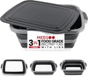 BBQ Prep Tub 3-IN-1 Large 30L Collapsible Cutting Board with Locking Lid for Meal Prep Marinating Food, Camping Sink with Colander, Dish Basin, Storage Blanket for Camping Picnic BBQ, Black