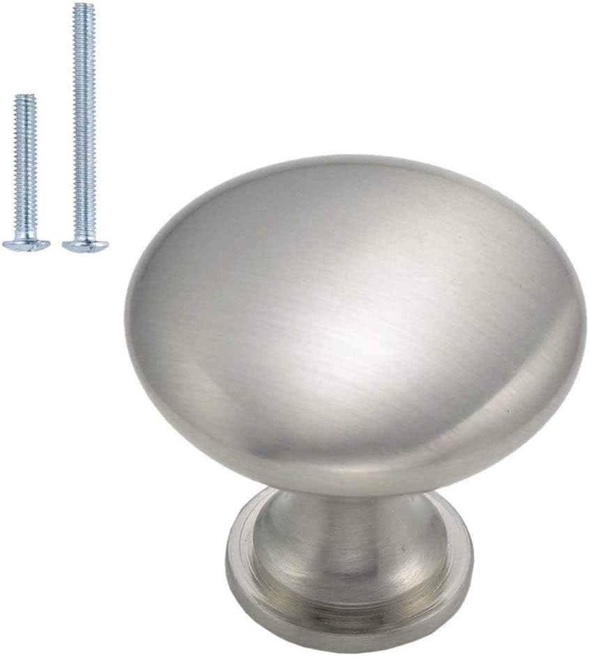 homdiy 30 Pack Brushed Nickel Cabinet Knobs, Single Hole Dresser Pulls, Satin Nickel Knobs, Silver Hardware for Door, Kitchen and Drawer