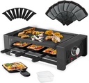 TAMARIT Raclette Party Grill Portable Indoor Electric Korean BBQ Grill 2 in 1 Raclette Table Griddle with Nonstick Coating Plate 4 Pizza Pans 8 Cheese Trays Upper and Lower Heater, PFAS-No