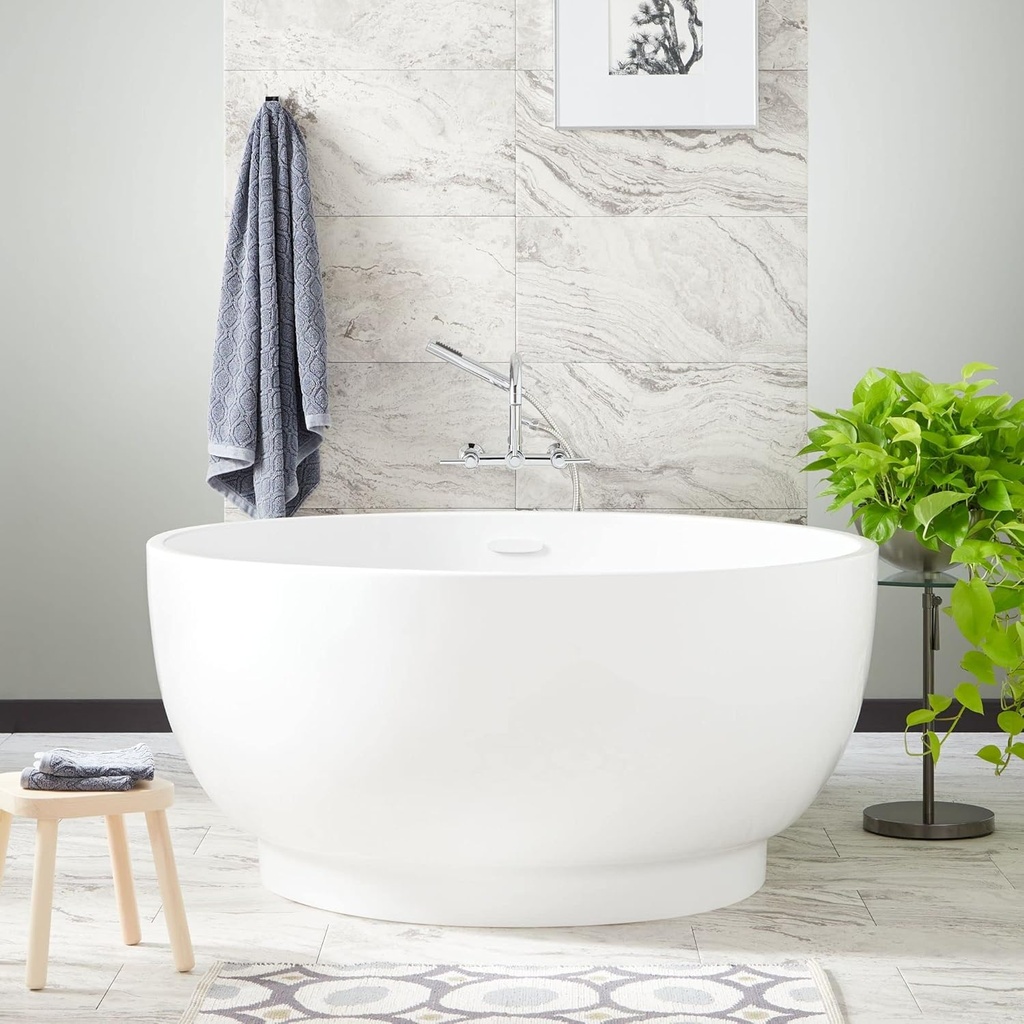Signature Hardware 481017 Kaimu 51" Acrylic Soaking Tub - White/White
