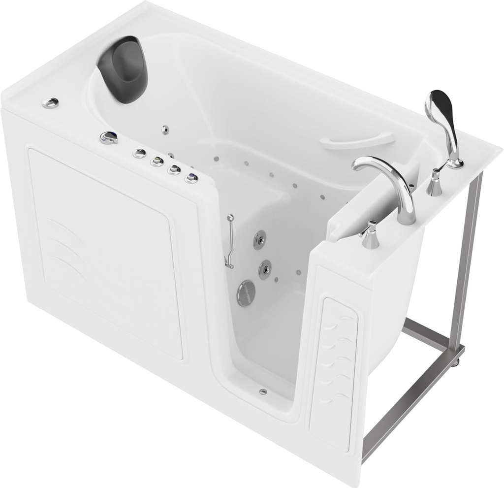 ANZZI Walk?In Bathtub, 30" x 60", Right?Drain, Air & Whirlpool Massage Jets, ADA Compliant, Quick?Fill Faucet, Aromatherapy, LED Light, Safety Bars, Handheld Shower | AMZ3060WIRWD