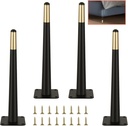 4 Pcs 12 Inch Furniture Legs, Straight Conical Metal Table Legs, Black Gold Mid-Century Style Furniture Replacement Legs for Sofa Cabinet Table Chair Cupboard Ottoman Home DIY Projects