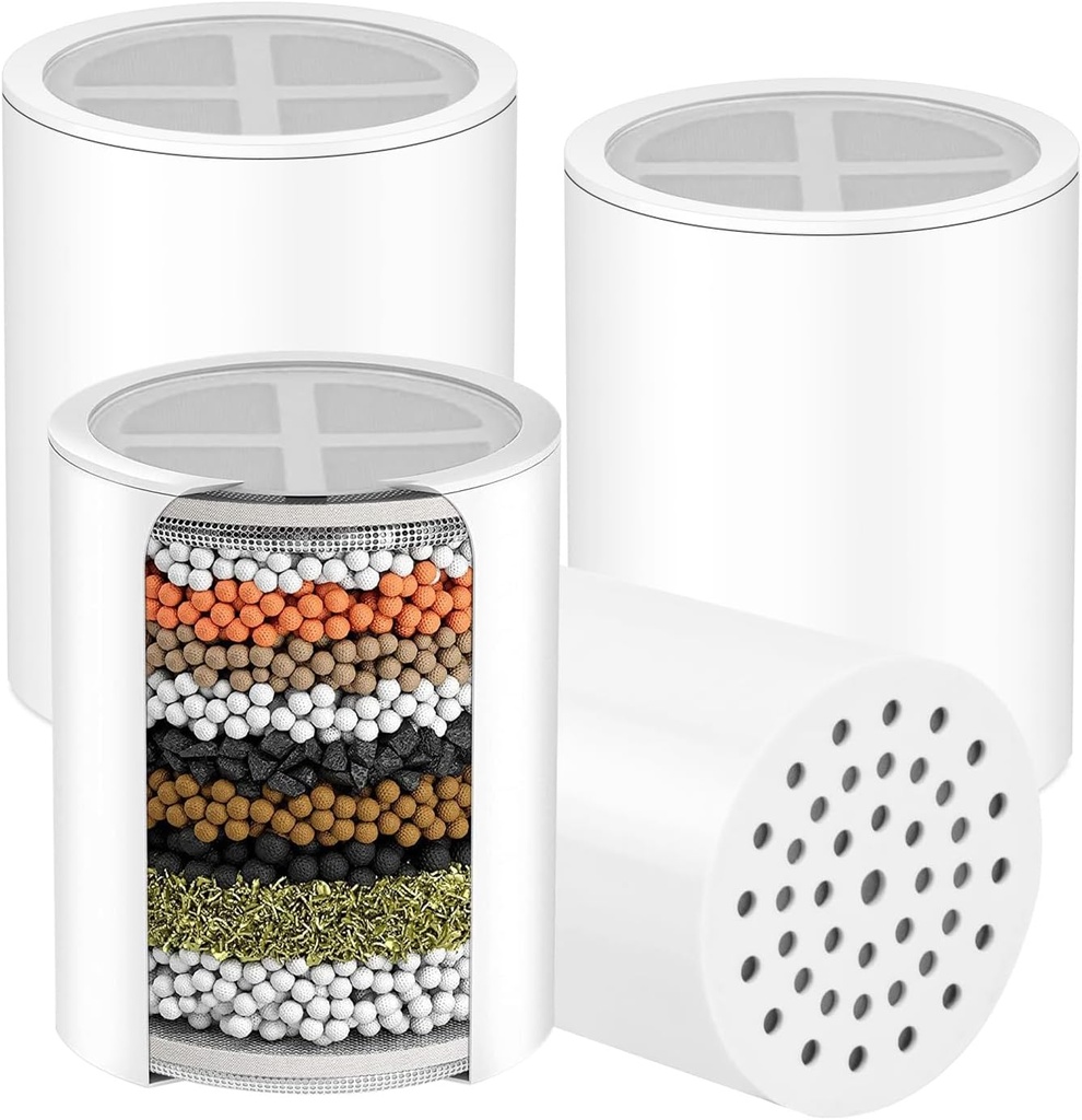 4-pcs Citivisovd shower head filter,compatible with SR SUN RISE shower head filter cartridge，used for hard water, high output shower water filter that can reduce chlorine and fluoride