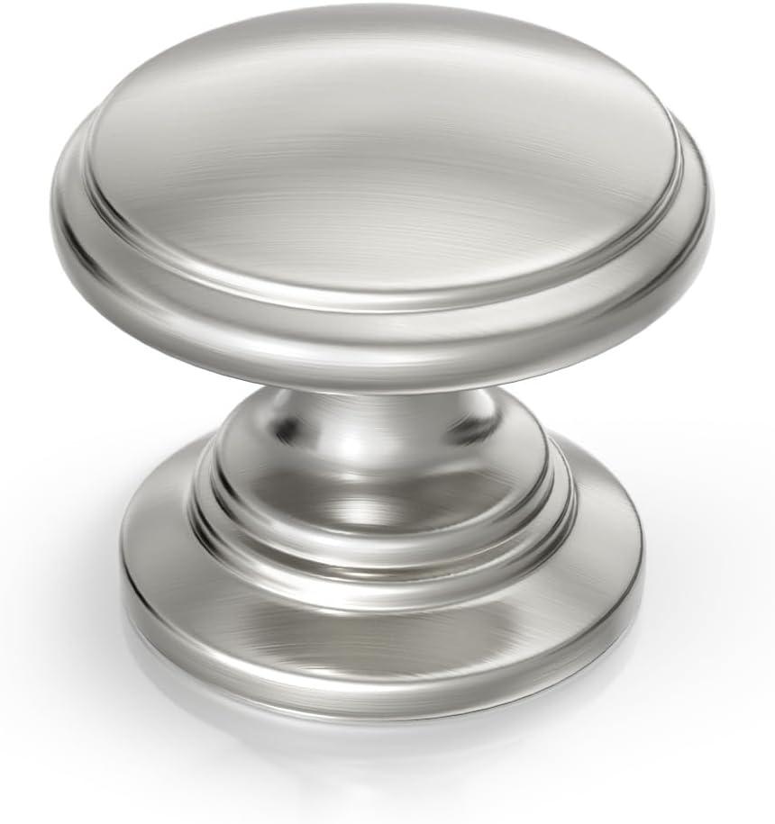 goldenwarm 25 Pack Cabinet Knobs Brushed Nickel Cabinet Knobs Round Silver Drawer Pulls Zinc Alloy Hardware for Bedroom Dresser Drawer 1-1/5 Inch Diameter