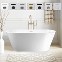 Vanity Art 67" X 32" Non-Slip Acrylic Freestanding Bathtub | Contemporary Design Soaking Tub with Overflow and Pop-up Drain, UPC Certified VA6815-NLW-PW