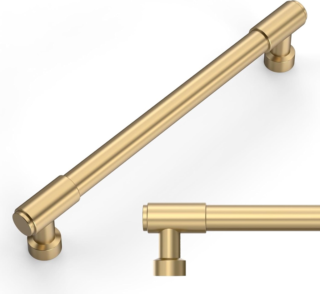 Amerdeco 10 Pack Champagne Bronze Cabinet Pulls 6.3 Inch(160mm) Hole Center Drawer Pulls Cabinet Hardware Kitchen Cabinet Handles for Bathroom ZH0075