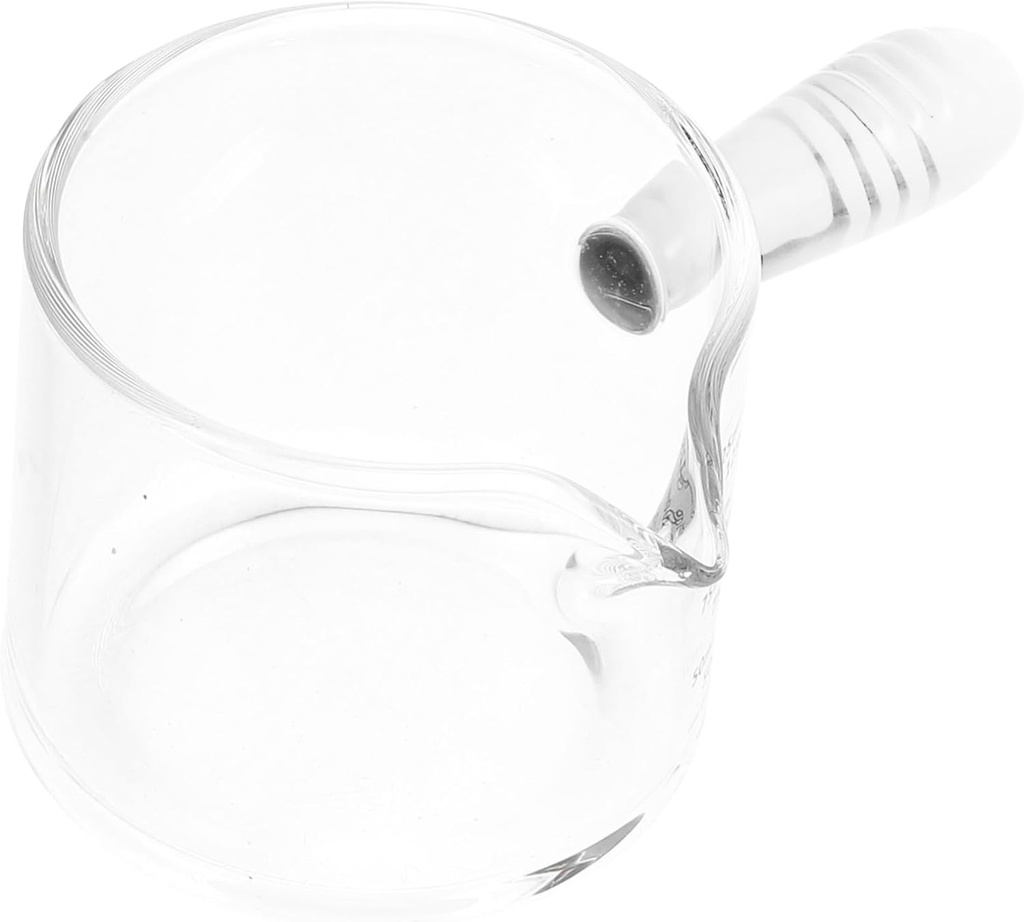 PRETYZOOM Glass Coffee Measuring Cup with Handle Milk Pitcher Spout for Espresso Kitchen Baking Bartending and Home Use Reusable Transparent Glass Dispenser for Creamer Syrups Sauces and