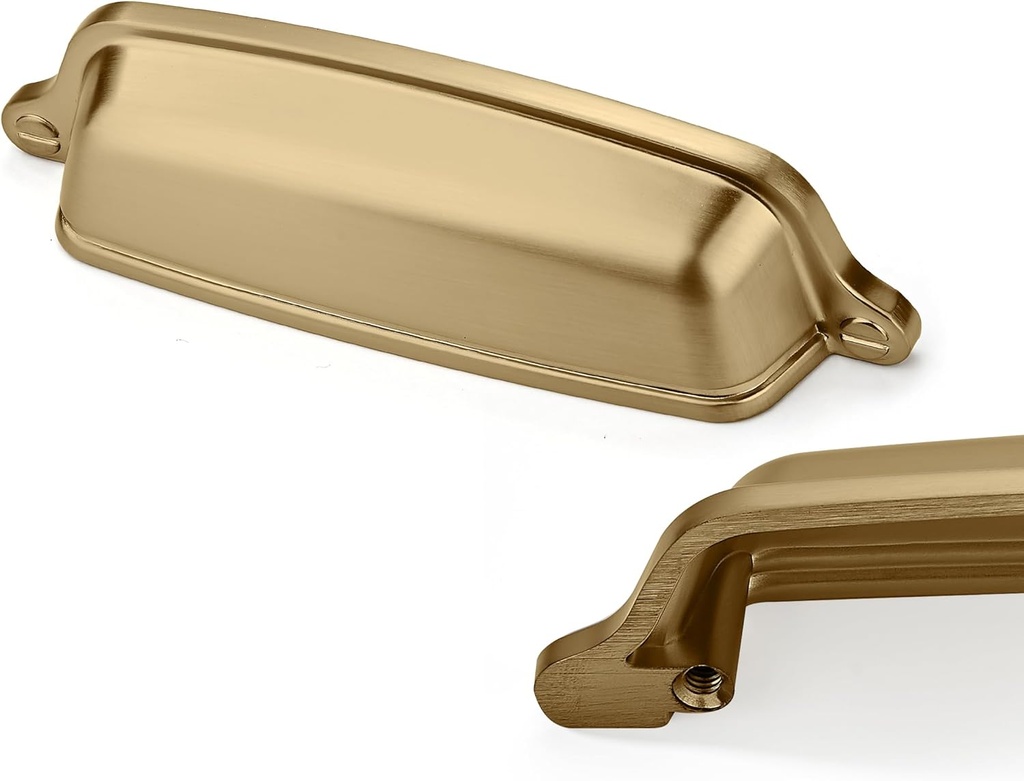 10 Pack 3-3/4 inch (96mm) Champagne Bronze Cabinet Cup Pulls Drawer Pulls Kitchen Hardware Cabinet Handles Drawer Handles Knobs Cup Pull.
