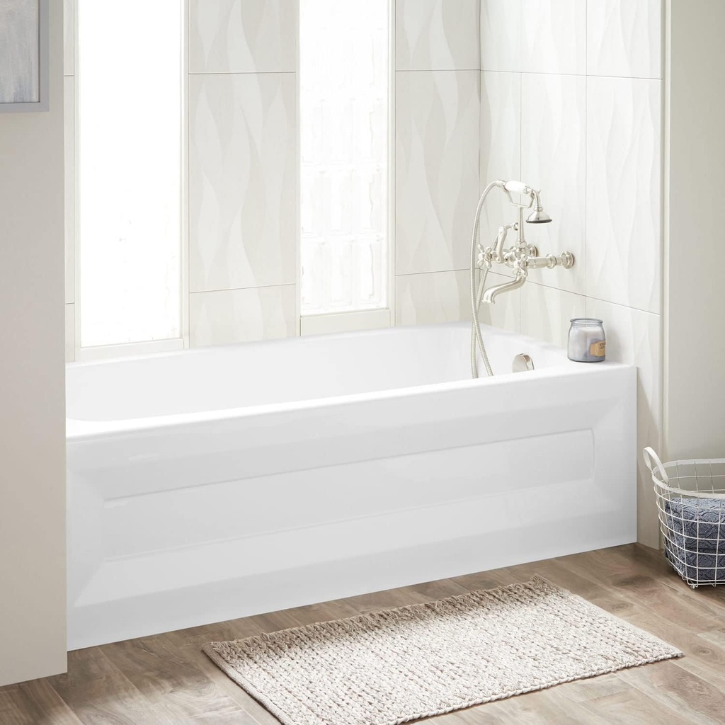Signature Hardware 446975 Bradenton 60" Three Wall Alcove Acrylic Soaking Tub with Pre-Drilled Overflow Hole