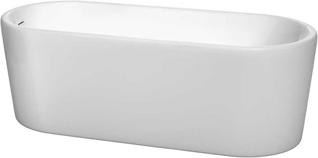 Ursula 67 Inch Freestanding Bathtub in White with Shiny White Drain and Overflow Trim