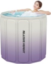 Portable Bathtub Kit with 1 Insulation Cover, Foldable Soaking Bathing Tub for Adults, Separate Family Bathroom SPA Tub, Ideal for Hot Bath Ice Bath(Green)(Purpless)