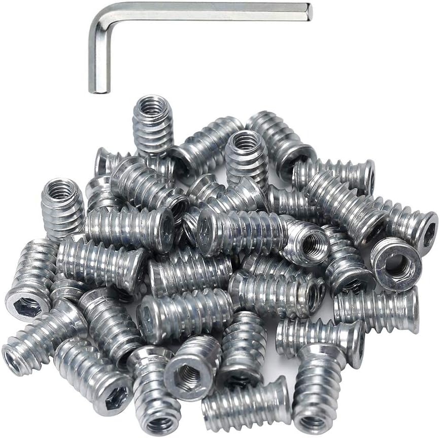 40pcs Threaded Inserts for Wood 1/4-20 Furniture Screw in Threaded Insert Nuts 20mm Length