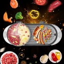 2 in 1 Electric Hot Pot with Grill 2200W BBQ Grill Indoor Smokeless Grill and Hot Pot BBQ Pan 122-464℉ Separate Dual Temperature Control for 2-12 People (B)