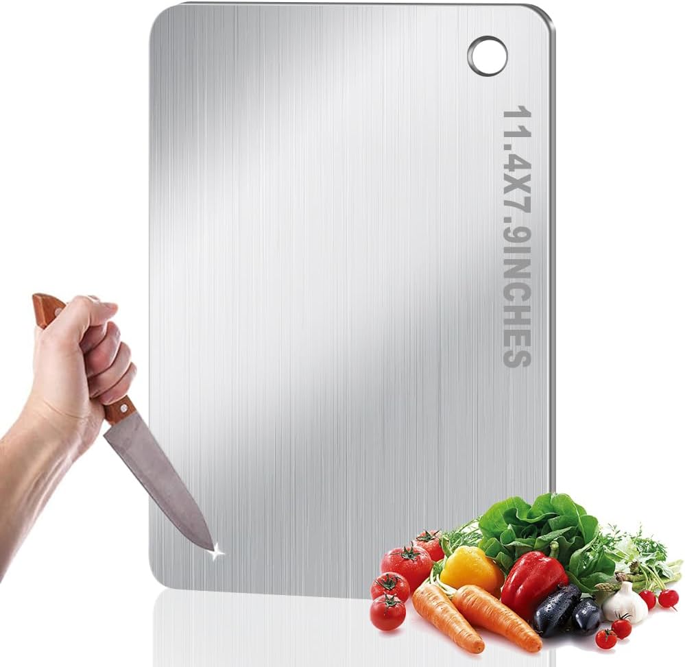 Titanium Cutting Board for Kitchen, Stainless Non Stick Chopping Board, Upgrade Double Sided Food-Grade Titanium Board for Kitchen for Meat Cheese Vegetable (Small)
