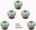5 Pack Retro Vintage Ceramic Pumpkin Cabinet Knobs, Kitchen Cabinet Drawers Dresser Cupboard Pull Handles Door Pulls with 3 Kinds of Screws (5 Pack, Sky Blue)