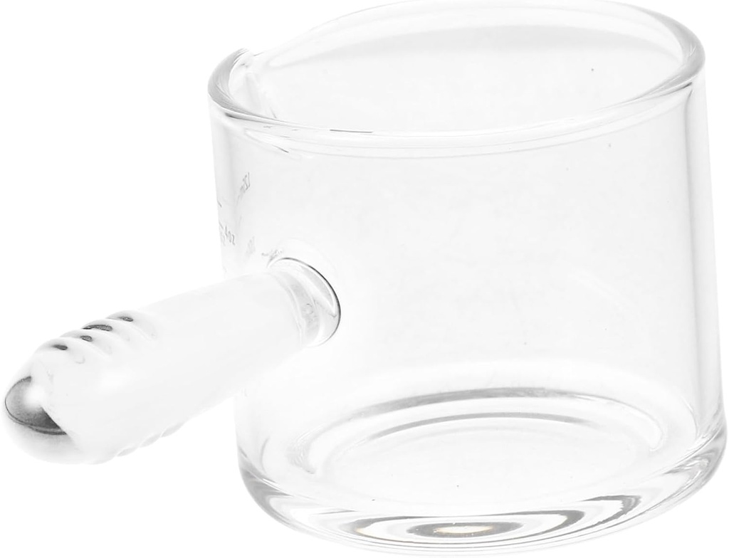 Cabilock Glass Espresso Measuring Cup Pitcher with Spout and Handle for Coffee Creamer Milk Sauce Transparent Glass for Home Cafe Office Use