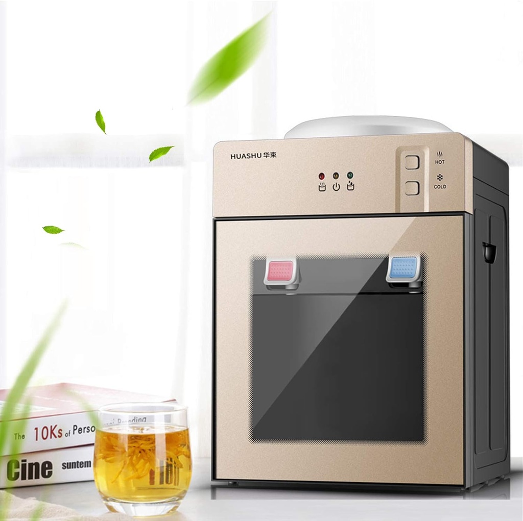 Countertop Water Cooler Dispenser, Top Loading Water Dispnenser,Holds 3.5L, 5L, 10L Water, Perfect for Homes, Kitchens, Offices, Dorms, Champagne Gold