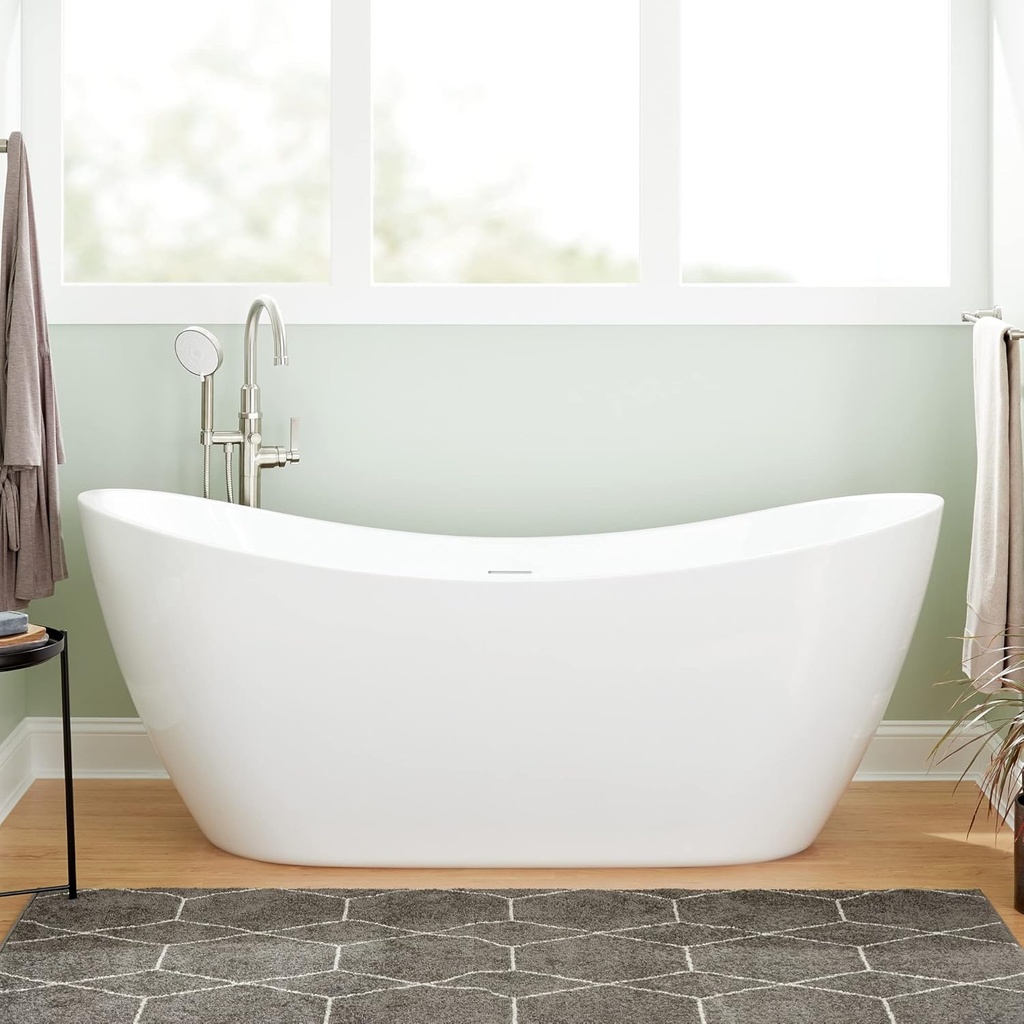 Signature Hardware 462576 Sheba 72" Acrylic Soaking Double Slipper Freestanding Tub with Foam Insulation