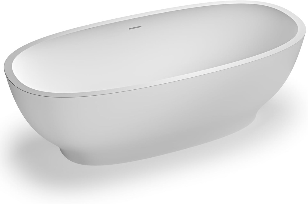 Ruvati 69-inch White epiStone Solid Surface Oval Freestanding Bath Tub Viola - RVB6732WH