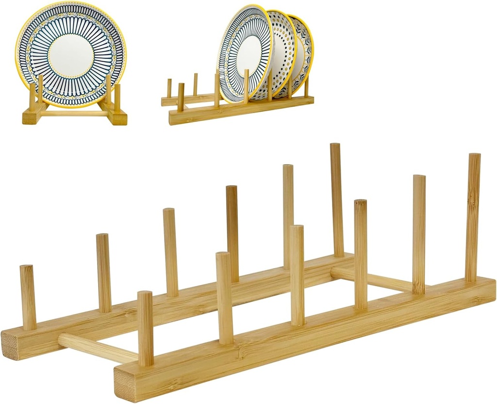 Plate Display Stands, 2 Pack Plate Holder for Displaying, 5-Tier Sturdy Craft Show Display Stands, Art Prints Book Photo Picture Frame Plaque Platter Wood Stand