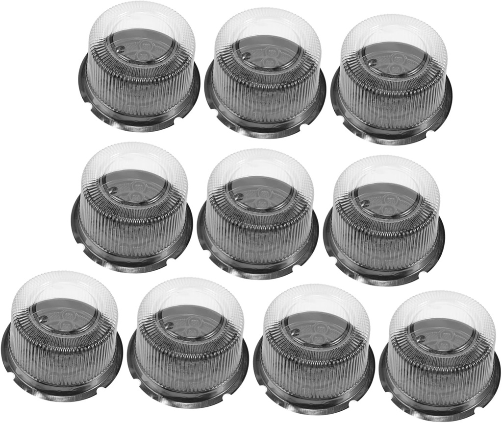 10Pcs Plastic Cake Containers with Lids Thick Clear Cake Carrier Boxes for Transporting and Displaying Protecting Slices Pet Material Random Style