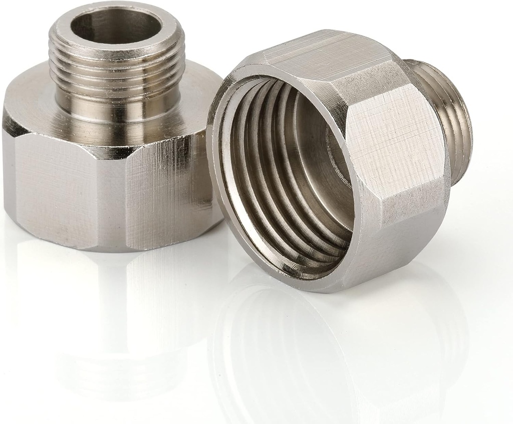 G 1/2 Female to 3/8 Male COMP Reducer Adapter, Brass Pipe Fittings Water Hose Adapter, Compression Fitting for Kitchen Bathroom Faucet, Pipe Connector with Rubber Washer,(2 Pack)
