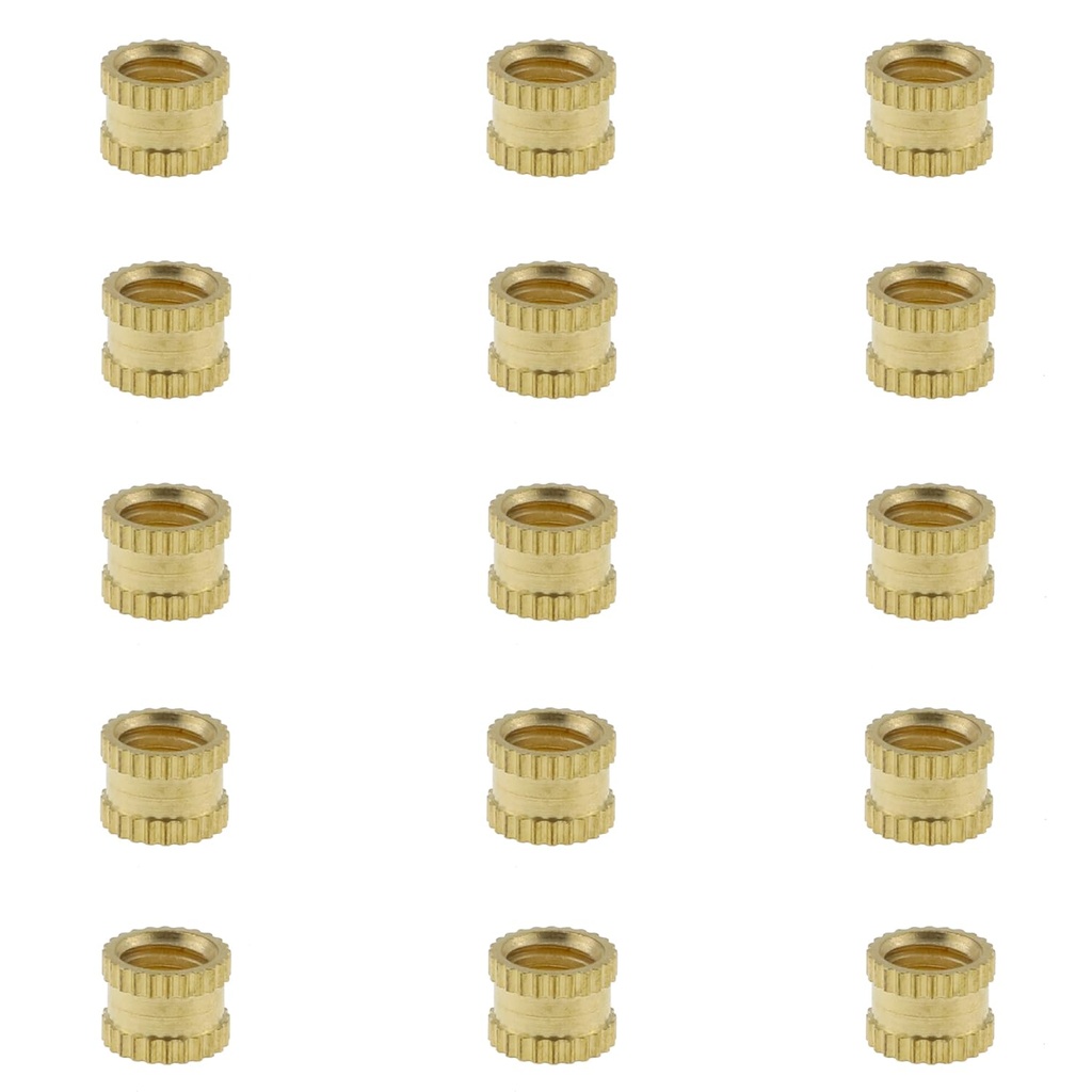1/4 Inch Knurled Insert Nut DGZZI 15PCS 1/4-20 6mm (H) x 8mm (OD) Brass Female Knurled Thru-Threaded Insert Embedment Nuts for Printing 3D Printer and More Projects, Thread Brass Knurled Nuts