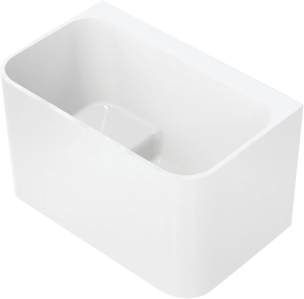 Kingston Brass VTSQ472726S 47" Acrylic Rectangular Back-to-Wall Freestanding Tub with Drain and Integrated Seat, Glossy White