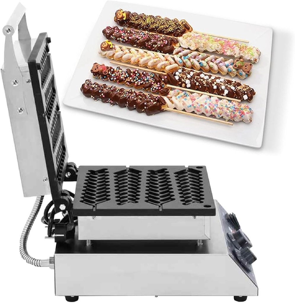 Non-Stick Electric Stick Waffle Maker, Restaurant Flip Waffle Maker, Makes Four Waffles, Time and Temperature Controls,220V