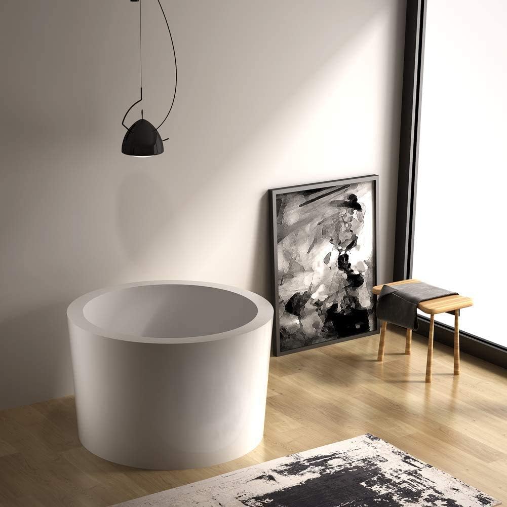 HEATGENE 41" Acrylic Freestanding Bathtub Contemporary Soaking Tub Easy to Install UPC Certified Chrome Drain & Overflow Assembly Included