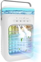 Portable Air Conditioners, 2025 Upgrade Evaporative Air Conditioner Air Cooler with 3 Wind Speeds, 2-4H Timer, 7-Color LED, Eco-Friendly Mini Cooling Fan for Home, Bedroom, Office, and Travel,White