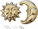 Drawer Knobs Brass Sun Moon Decoration - Antique Brass Cabinet Knobs & Pulls for Kitchen, Bathroom, Dresser, Wardrobe - Easy Install (Golden)