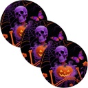Halloween Yellow Pumpkin Skull 3 Pcs Extra Large Trivet for Crock Pot 15in Pan Pad Cookware Protects Halloween Decorations