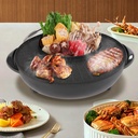 2 In 1 Barbecue Hot Pot, Indoor Circular Edition Korean BBQ, Electric Hot Pot with Divider, Portable Multifunction Smoke Free Grill and Frying Pan