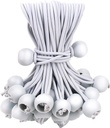 50PCS Mini White Ball Bungee Cords, 4 Inch Heavy Duty Outdoor Bungee Cord with Balls, Tarp Tie Down Bungee Balls for Shelter, Camping, Cargo,Tent Poles UV Resistant
