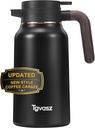 Thermal Coffee Carafe 70 oz - 36 Hour Hot Stainless Steel Carafes for Hot Liquids-Insulated Coffee Carafes For Keeping Hot/Cold Coffee, Tea, Water,Milk, Creamer Dispenser for Coffee Bar(Black)