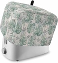 Green Palm Leaves Toaster Cover 4 Slice, Summer Starfish Tropical Plants Dustproof Bread Machine Oven Cover with Storage Pockets, Fits Most Kitchen Toasters Protector
