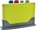 Plastic cutting board with storage shelf.Thicker Chopping Board Set with Color Coded Food Icon for Kitchen Different Food Types.Easy to Grasp, Anti-skid and Easy to Clean(4 pack)