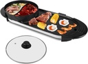 Electric Hot Pot with Grill,2 in 1 Shabu-shabu Hotpot Korean BBQ Grill for Indoor,2200W Smokeless Non-Stick Baking Tray,Separate Temperature Control,5 Gears Firepower Electric Grill for 2-10 People