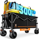 Navatiee 300L Collapsible Wagon Cart Foldable Extra Large, 48''L Folding Extended Beach Wagon with 440LBS Weight Capacity and Big All-Terrain Wheels, Heavy Duty Utility Garden Cart for Sports Outdoor
