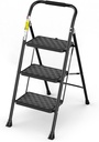 HBTower 3 Step Ladder, 3 Step Stool for Adults, 3 Step Ladder Folding Step Stool with Cushioned Handle Step Ladder with Wide Pedal Ergonomic Design,Black