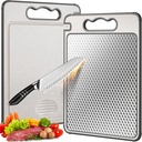 Stainless Steel Cutting Board for Kitchen, Scratch Resistant Mesh Design, Reversible 304 Stainless Steel & Wheat Straw, Non Toxic Chopping Board for Meat, Dishwasher Safe, 14.4"*9.8",1Pcs Grey