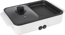 Hot Pot Electric with Grill, 2 in 1 Indoor Non-Stick Hot Pot with Frying Pan for Steaks, Shabu Shabu, Noodles, Simmer and Fry, Korean BBQ Grill, Independent Dual Temperature Control