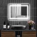 HOMCOM LED Bathroom Mirror with Lights, 32" x 24" Backlit Front Lit LED Mirror for Bathroom, Anti-Fog, Memory, Infinite Color Temperature, Wall Mounted Dimmable Vanity Mirror, Horizontal/Vertical