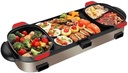 GeRRiT Portable Electric Grill and HotPot, Removable Teppanyaki Grill Shabu Pot with Divider Electric Barbecue Grill Chafing Dish, Large Capacity Multifunctional Non-Stick Pan