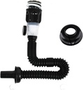 Bathroom Sink Drain Kit, P-Trap Sink Drain Pipe Tube, Flexible Expandable Sink Drain Pipe, Anti-Odor Bathroom Sink Drain for 1-1/4" and 1-1/2" Drain Hole, Black